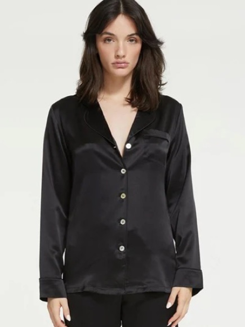 GINIA fine finishes silk pajama button down top